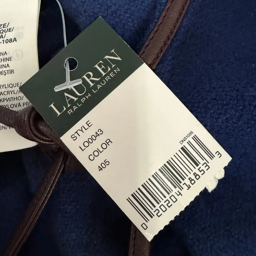 Ralph Lauren Navy Blue Cotton Blend Poncho Wrap - Picture 11 of 11